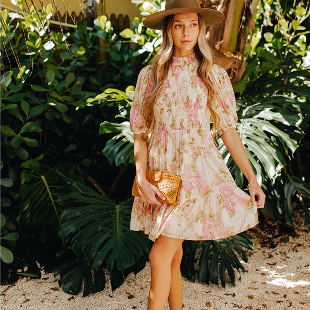 Spell rose garden mini dress